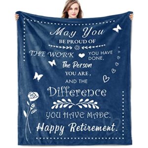 retirement gifts for men blankets – retirement party decorations – happy retirement gifts – retirement gifts for coworker – retirement decor gift for mom wife from daughter throw blankets 50 x 60 inch