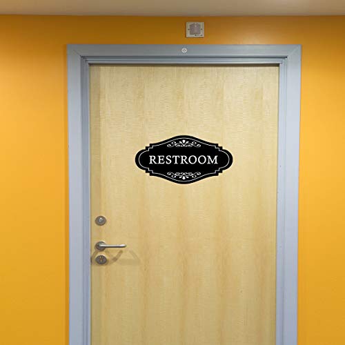 Maoerzai Bathroom Restroom Sign, Acrylic Self-Adhesive Door or Wall Sign Name Plate with Double Sided 3M Tape, Gender Neutral Toilet Sign or Bathroom Sign Wall Decor for Home, Office, Restaurant, Business. (Black - Restroom Sign)