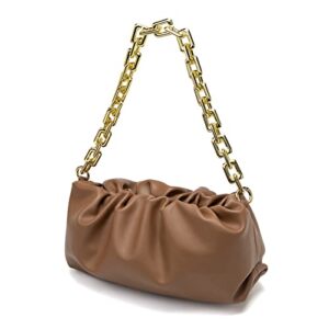 tugonk women’s designer shoulder bag ruched cluch purse dumpling shoulder bag chain pouch bag for women