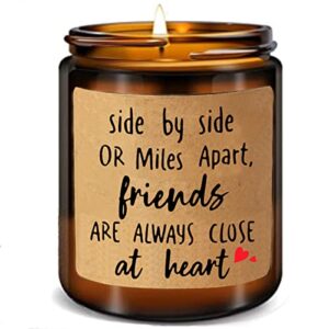 bestt friends giftss for women, friendship birthday gifts, valentine’s day, mother’s day, christmas gifts for friends, bff side by side or miles apart friends lavender candles (7oz)