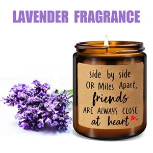 Bestt Friends Giftss for Women, Friendship Birthday Gifts, Valentine's Day, Mother's Day, Christmas Gifts for Friends, BFF Side by Side or Miles Apart Friends Lavender Candles (7oz)