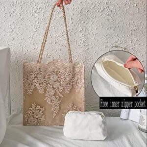 Sweet fairy lace bag hand shoulder tote bag embroidered hollow shopping bag (Black)