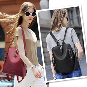 Backpack Purse for Women Multi-pocket Large Capacity Leather Shoulder Bag Multi-purpose Cute Backpack for Girls (White)