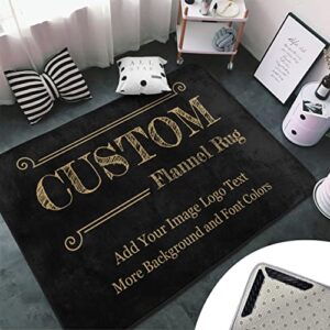 Custom Rug with Logo Image Text 60"x39" with Rug Grippers Customized Mats Personalized Flannel Rugs for Living Room Bedroom and Office Home Decoration Area Rug Gifts