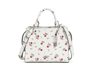 guess white pink floral print medium crossbody satchel tote bag handbag