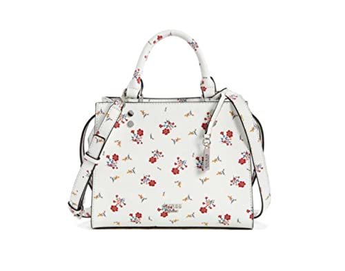 GUESS White Pink Floral Print Medium Crossbody Satchel Tote Bag Handbag