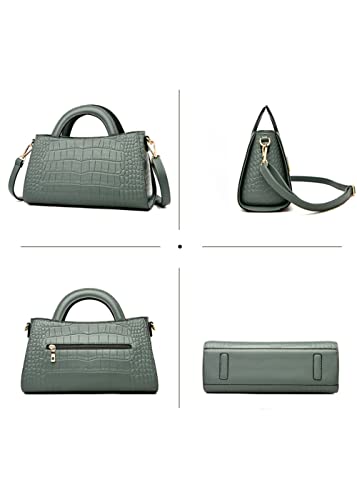 SMALLBLUER Women Crocodile Pattern Handbag Commuter Shoulder Bag Crossbody Bags-Black