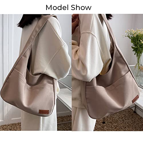 Sanxiner Large Capacity Tote Shoulder Bag,Lightweight Hobo Handbag,Work Tote Bag For Women (1-Khaki)