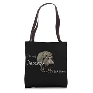 hippo pride dependapotamus love yourself dependa tote bag