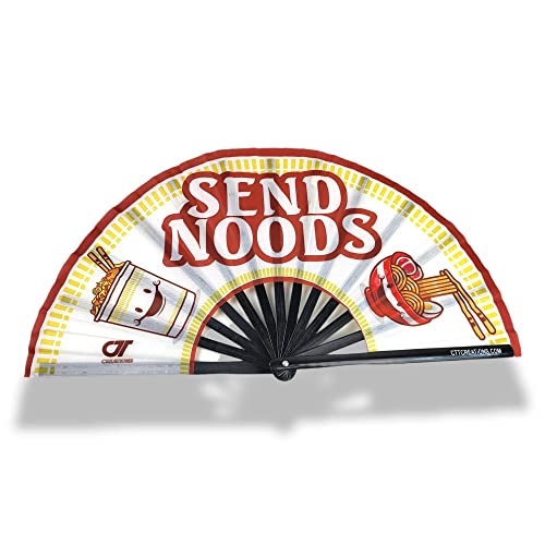 CTT CREATIONS Large Folding Fan- 13i nches Tall 25 inches Wide- Hand Fan- Send Noods- Fan for Events Rave Concert and Festival- Light and Compact