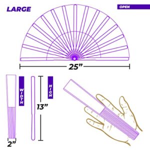 CTT CREATIONS Large Folding Fan- 13i nches Tall 25 inches Wide- Hand Fan- Send Noods- Fan for Events Rave Concert and Festival- Light and Compact