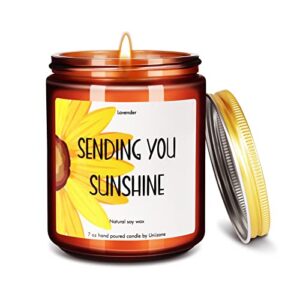 sending you sunshine candles, valentines christmas gifts, get well,after surgery, cancer,feel better, condolence,sympathy, cheer up, sunflower birthday gifts for friends men (7oz)