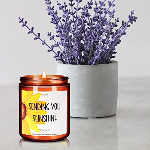 Sending You Sunshine Candles, Valentines Christmas Gifts, Get Well,After Surgery, Cancer,Feel Better, Condolence,Sympathy, Cheer Up, Sunflower Birthday Gifts for Friends Men (7oz)