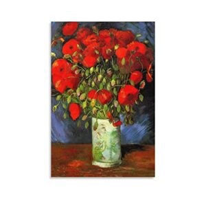 red poppies and daisies 2 by vincent van gogh post impressionist famous oil paintings giclee canvas printing artwork poster,16×24 inch unframed,van gogh canvas wall art,wall art living dining room bedroom home office bathroom decor gifts for men and women