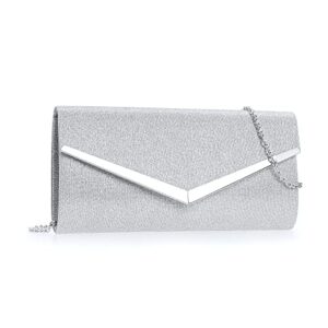 charming tailor dazzling small wedding clutch purse party formal glitter evening bag (silver)