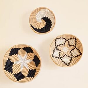 Set of 3 Hand Woven African Baskets - (1 Large: 12 Inches, 1 Medium: 10 Inches, 1 Small: 8 Inches) - Sisal & Sweetgrass Basket - Woven Bowl - Handmade in Rwanda