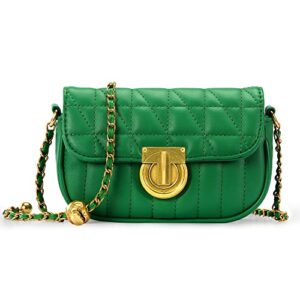 Milan Chiva Women's Crossbody Handbags Quilted Satchel Bag Ladies Stylish Evening Bag Clutch Purses with Chain Shoulder Strap Green ABU-MC-1001GN