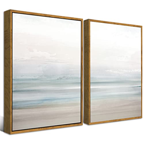 Gardenia Art Beach Canvas Wall Art Prints Abstract Ocean Coastal Decor Natural Landscape Painting Modern Artwork for Living Room Bathroom Bedroom Home Decor Stretched Framed Ready to Hang 16"x24"