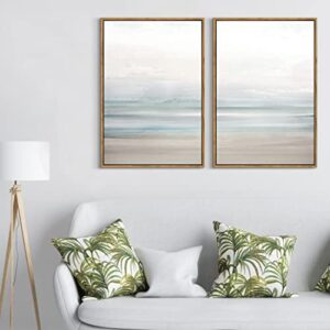 Gardenia Art Beach Canvas Wall Art Prints Abstract Ocean Coastal Decor Natural Landscape Painting Modern Artwork for Living Room Bathroom Bedroom Home Decor Stretched Framed Ready to Hang 16"x24"