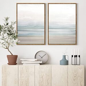 Gardenia Art Beach Canvas Wall Art Prints Abstract Ocean Coastal Decor Natural Landscape Painting Modern Artwork for Living Room Bathroom Bedroom Home Decor Stretched Framed Ready to Hang 16"x24"