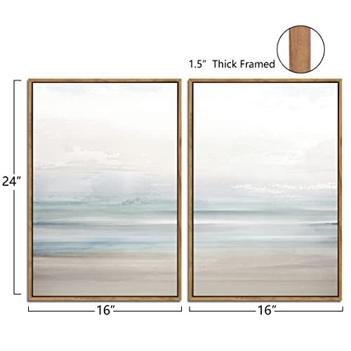 Gardenia Art Beach Canvas Wall Art Prints Abstract Ocean Coastal Decor Natural Landscape Painting Modern Artwork for Living Room Bathroom Bedroom Home Decor Stretched Framed Ready to Hang 16"x24"