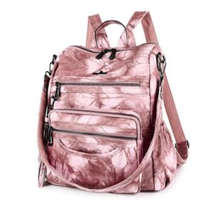 backpack purse women pu leather ladies fashion shoulder bag casual tassel zipper angel kiss backpacks(pink)