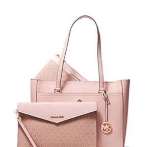 Michael Kors Maisie Large Pebbled Leather 3-IN-1 Tote Bag (DK Powder Blush)