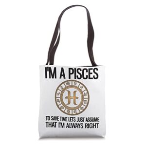 i’m a pisces zodiac sign pisces horoscope tote bag