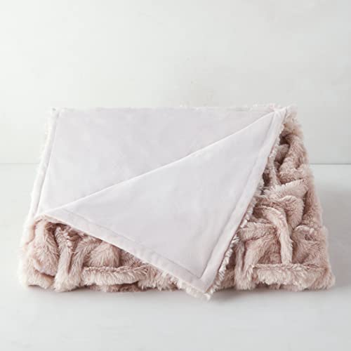 Z Gallerie Oslo Luxe Faux Fur Throw Blanket, Plush Warm Blankets and Throws for Sofa and Bed Blush 50x60 inches