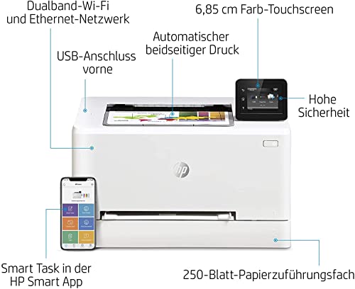 HP Color Laserjet Pro M255dw Wireless Laser Printer-Remote Mobile Print, Auto Duplex Printing，22 ppm, 250-Sheet，Compatible with Alexa, White- WULIC Printer Cable.