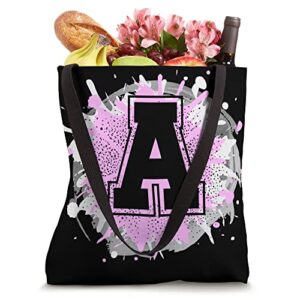 Pink Baseball Letter A Varsity Alphabet Initials Names With Tote Bag