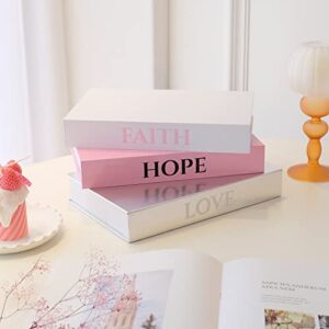 Faith Hope Love Stacked Books Decor - Set of 3, Storage Box for Entry Table - Decorative Stacked Books Decor