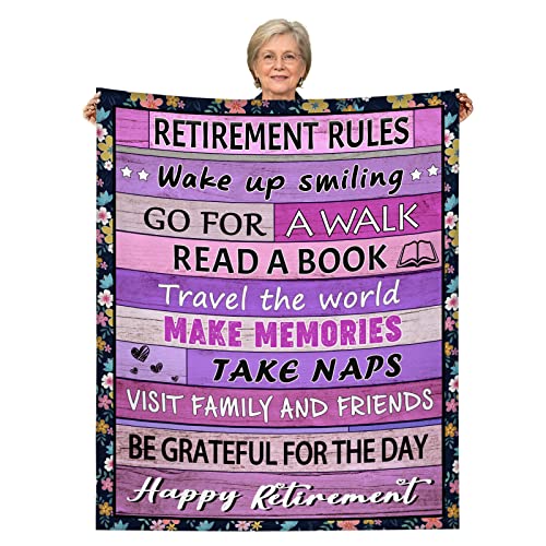 LGULDZ Retirement Gifts for Women Best Retirement Gift Blanket Happy Retirement Gift for Party Decorations Retired Teacher Coworker Warm Throw Blanket 50"x60"