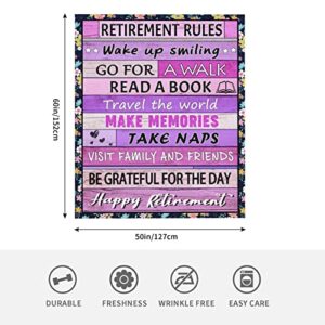 LGULDZ Retirement Gifts for Women Best Retirement Gift Blanket Happy Retirement Gift for Party Decorations Retired Teacher Coworker Warm Throw Blanket 50"x60"