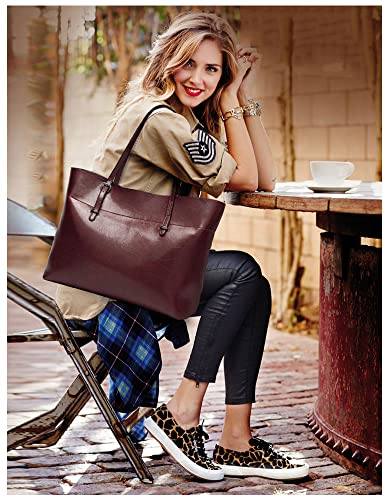 LiGooLif Vintage PU Leather Tote Shoulder Bag for Women Satchel Handbag with Top Handles