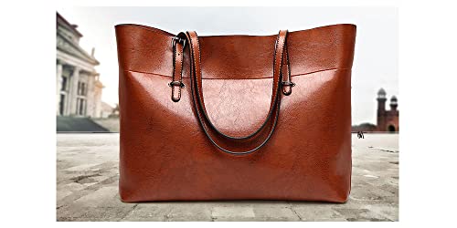 LiGooLif Vintage PU Leather Tote Shoulder Bag for Women Satchel Handbag with Top Handles