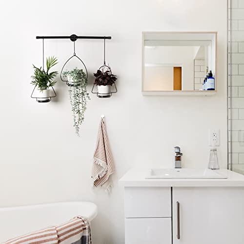 JOFAMY Hanging Planters for Christmas Plants with 3 White Plastic Planters, Wall Hanging Basket Metal Plant Hangers, Window Plant Hanger with Hook and String, Modern Outdoor Wall Planter