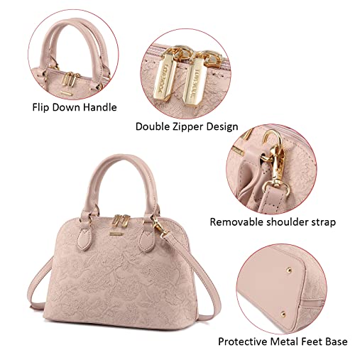 LOVEVOOK Small Purse Pink Crossbody Bags for Women Trendy Top-handle Handbags Fashion Satchel Bag Pink-Flower