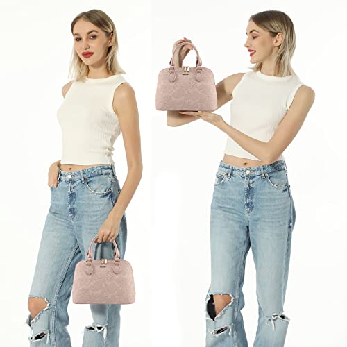 LOVEVOOK Small Purse Pink Crossbody Bags for Women Trendy Top-handle Handbags Fashion Satchel Bag Pink-Flower