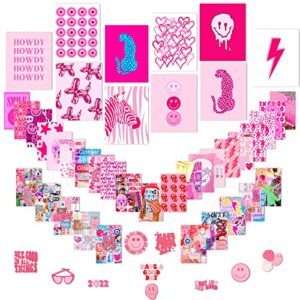 melebase preppy room decor aesthetic preppy wall decor preppy posters 8*10in & 4*6in preppy wall collage kit 110pcs trendy room decor preppy stickers preppy pictures (hot pink)…