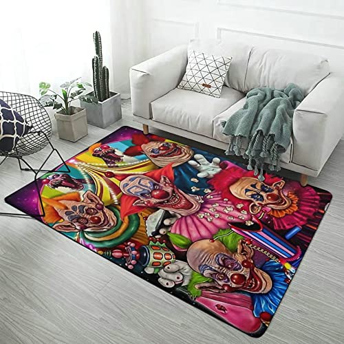 Killer Klowns from Outer Space Cartoon Funny Carpet Large Area Rugs Non-Slip Floor Mat Doormats Home Decor for Living Room Bedroom 40x60 in