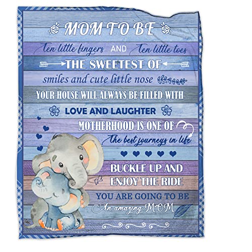 NVDOXSA Mom to be Blanket Gift for New Mom, Pregnancy New Mom Gifts for Women, Elephant Mom Anniversary Throw Blankets 50"x 60"