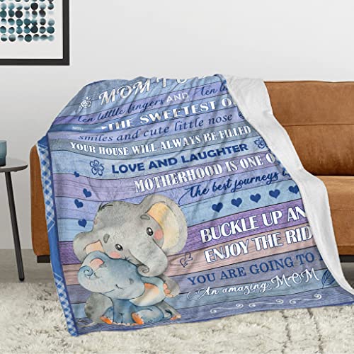 NVDOXSA Mom to be Blanket Gift for New Mom, Pregnancy New Mom Gifts for Women, Elephant Mom Anniversary Throw Blankets 50"x 60"