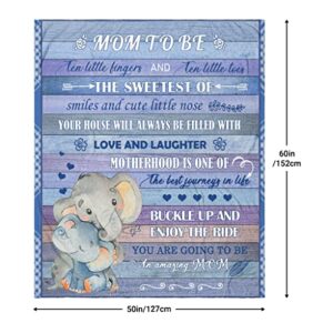 NVDOXSA Mom to be Blanket Gift for New Mom, Pregnancy New Mom Gifts for Women, Elephant Mom Anniversary Throw Blankets 50"x 60"