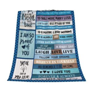 to My Son Blanket from Mom Ultra Soft Lightweight Blanket with Warm Words Cozy Flannel Blanket Gifts for Christmas Father's Day Birthday Thanksgiving Throw(51'' x 59'')