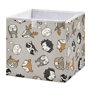 blueangle cute woodland animals cube storage bin, 11 x 11 x 11 in, large collapsible organizer storage basket for home décor（545）