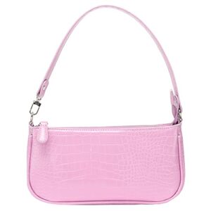 ibiza vibe bag crocodile effect retro faux leather classic clutch shoulder purse handbag for women, pink