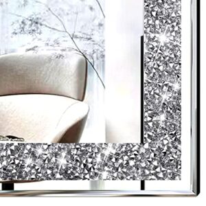 XIHACTY 2 Piece Wall Mirrors, Crush Diamond Mirrors Wall Decor, Silver Decorative Mirrors for Living Room Decor, Bedroom, Bathroom. (11”x15”)