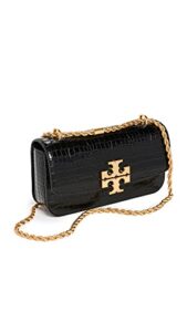 tory burch women’s eleanor embossed small convertible shoulder bag, black, one size