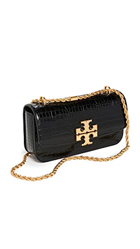 Tory Burch Women's Eleanor Embossed Small Convertible Shoulder Bag, Black, One Size